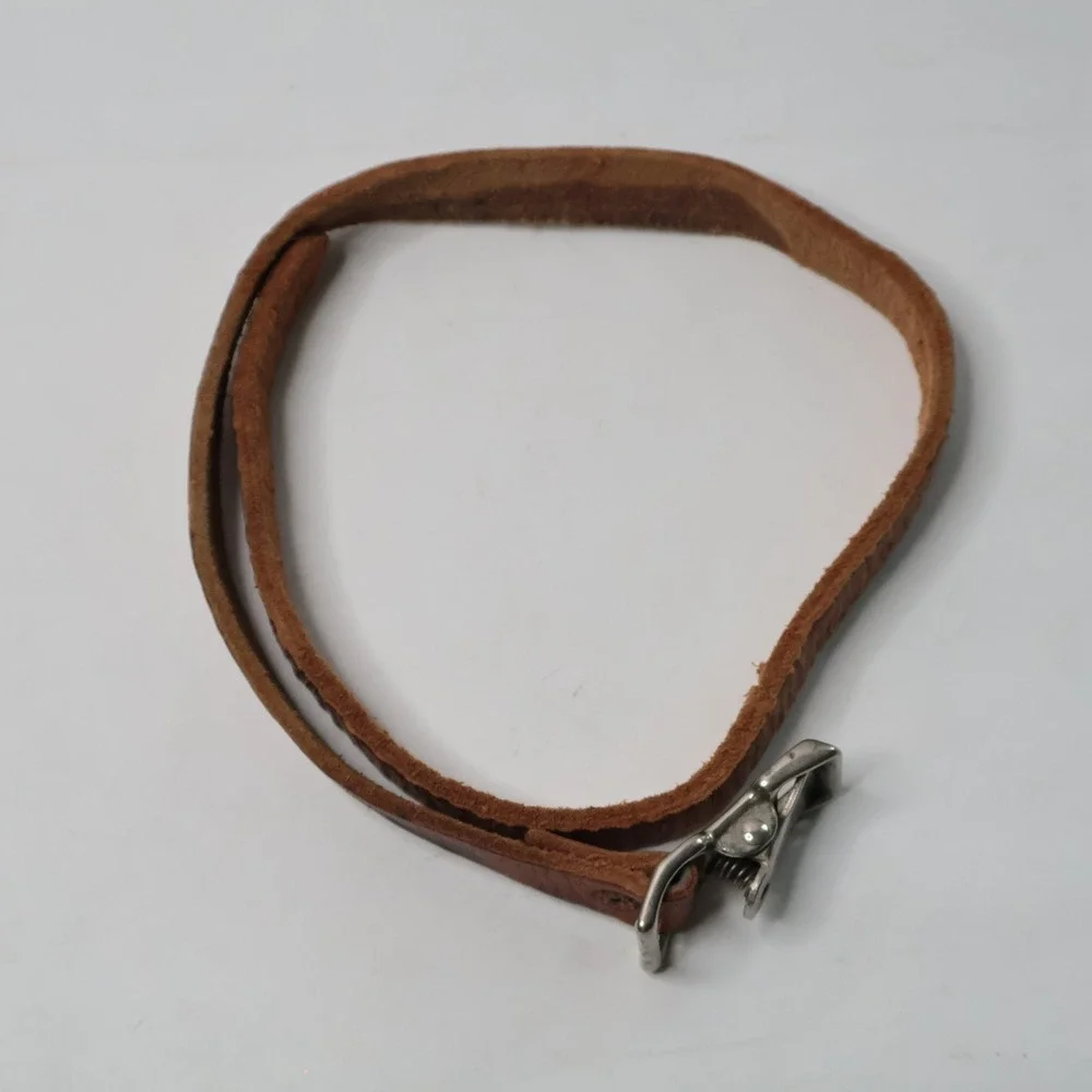 Vintage Brown Leather Strap with Metal Anchor Clip Utility Belt‎ Accessory 22in